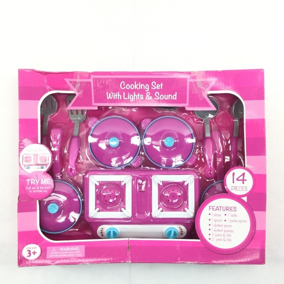 unbranded Other - Cooking Set With Lights & Sound - 14-Pieces - Pink Age 3+